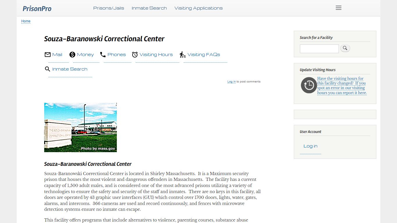 Souza-Baranowski Correctional Center Visiting hours, inmate ... - PrisonPro