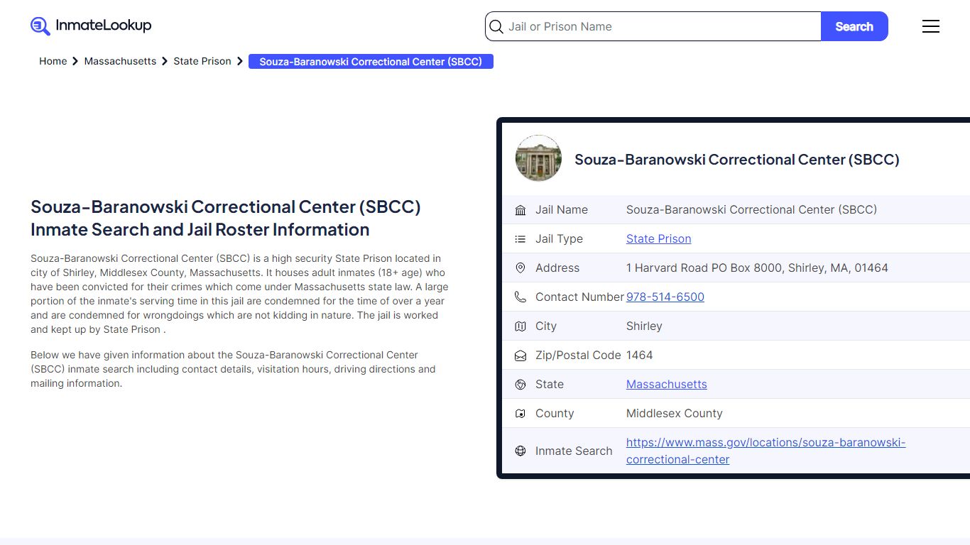 Souza-Baranowski Correctional Center (SBCC) Inmate Search, Jail Roster ...