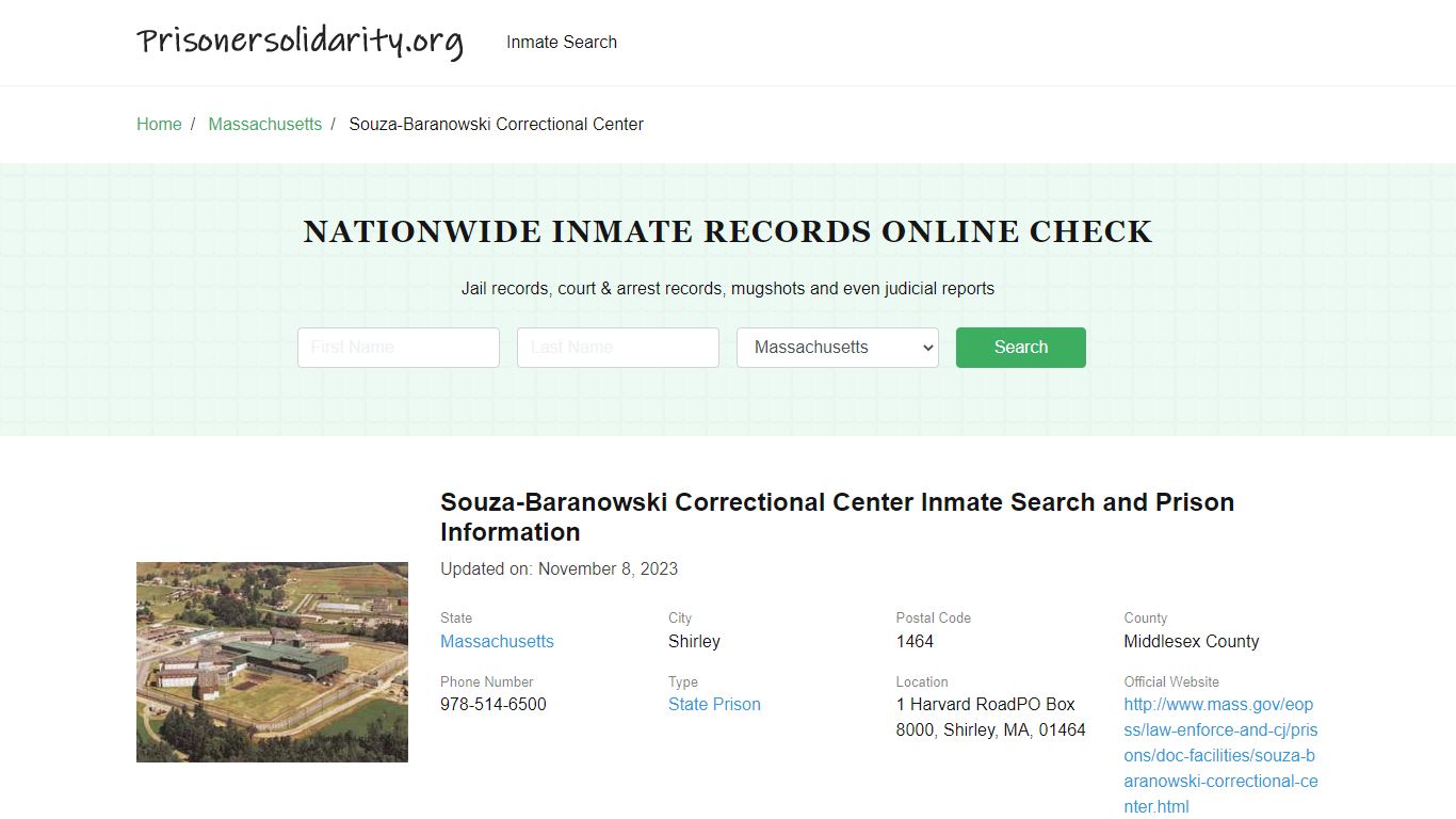 Souza-Baranowski Correctional Center Inmate Search, Visitation, Phone ...